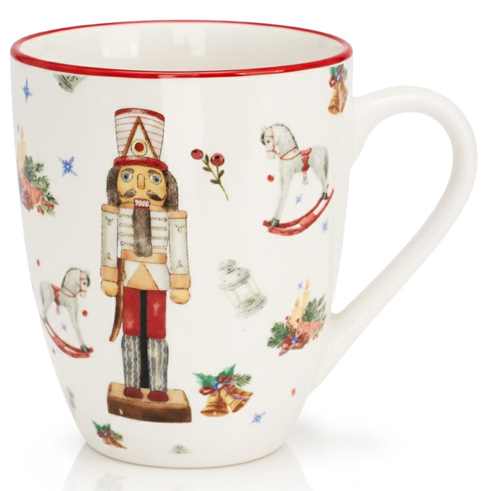 PORZELLANBECHER NUSSKNACKER, Porzellan, weiß, 320 ml - Beige, Keramik (0.32L) - Home Styling Collection