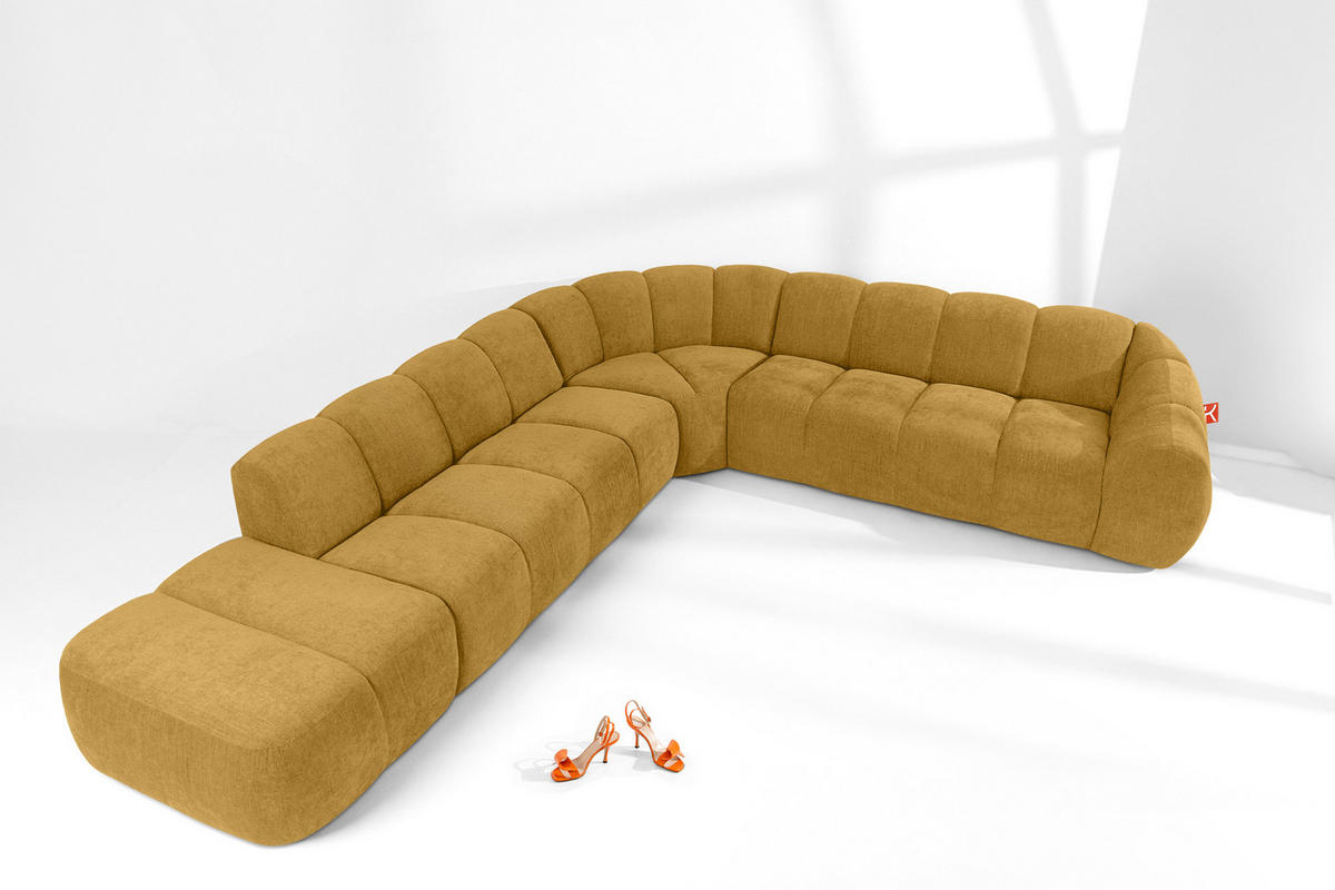 ECKSOFA LINKS FLAVA, Honigfarben - Honig, Holz/Holzwerkstoff (310/354cm) - KONSIMO®