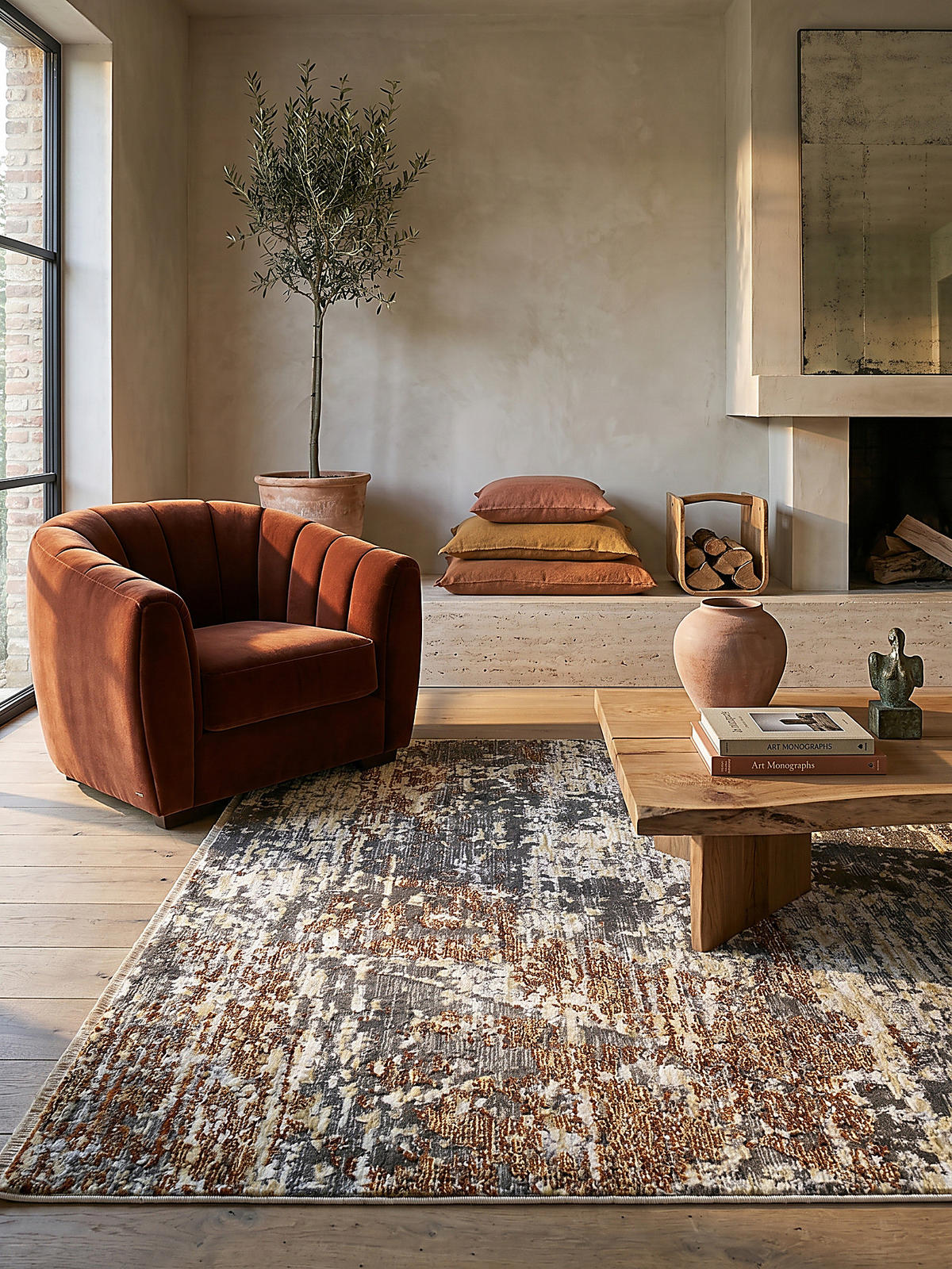 TEPPICH Kurzflor Modern Abstrakte Motive, Wohnzimmer Erdtöne Rechteckig 160x230 - Braun, Textil (160/230cm) - KADIMA DESIGN
