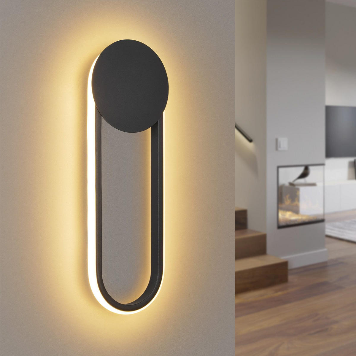 LED WANDLEUCHTE FRANKS II 41.5/14/4 cm - Schwarz, Metall (14/4/41.5cm) - Nettlife