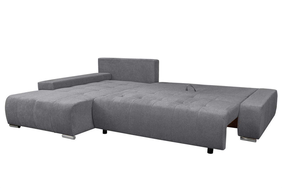 ECKSOFA Bloom mit Bettkasten und Schlaffunktion L-Form - Grau, Textil (267/185cm)