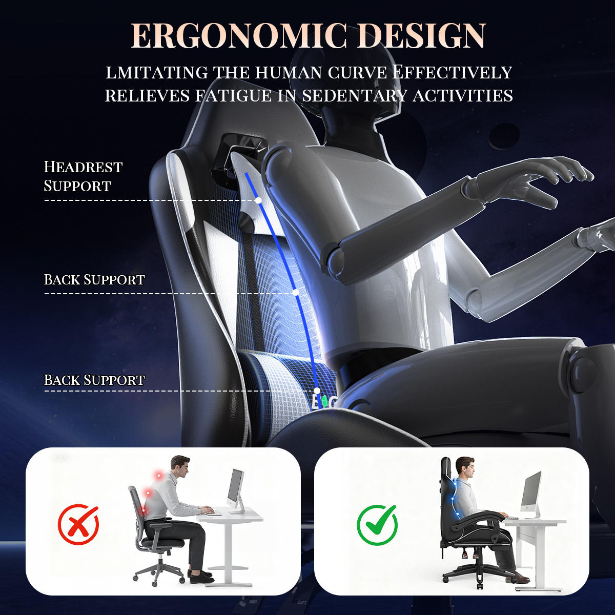 ERGONOMISCH Massage Lendenstütze Fußstütze PU Leder 150 kg Weiß - Weiß, Metall (26/59/77cm) - Rattrix