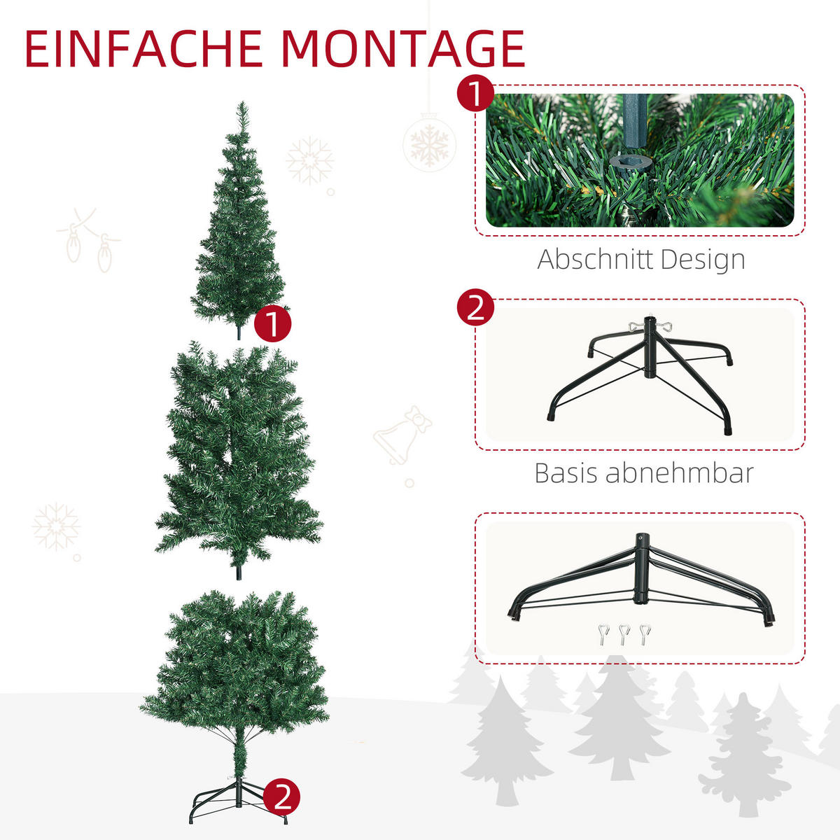 WEIHNACHTSBAUM Christbaum Kunsttanne Tannenbaum mit Beere Metallfuß PET - Grün, Kunststoff (210cm) - HOMCOM