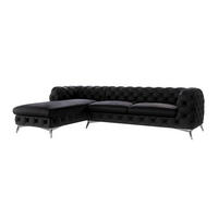 ECKSOFA Chesterfield Laura Schwarz Samt - Silberfarben/Schwarz, Holz/Textil (305/200cm) - S-Style Möbel