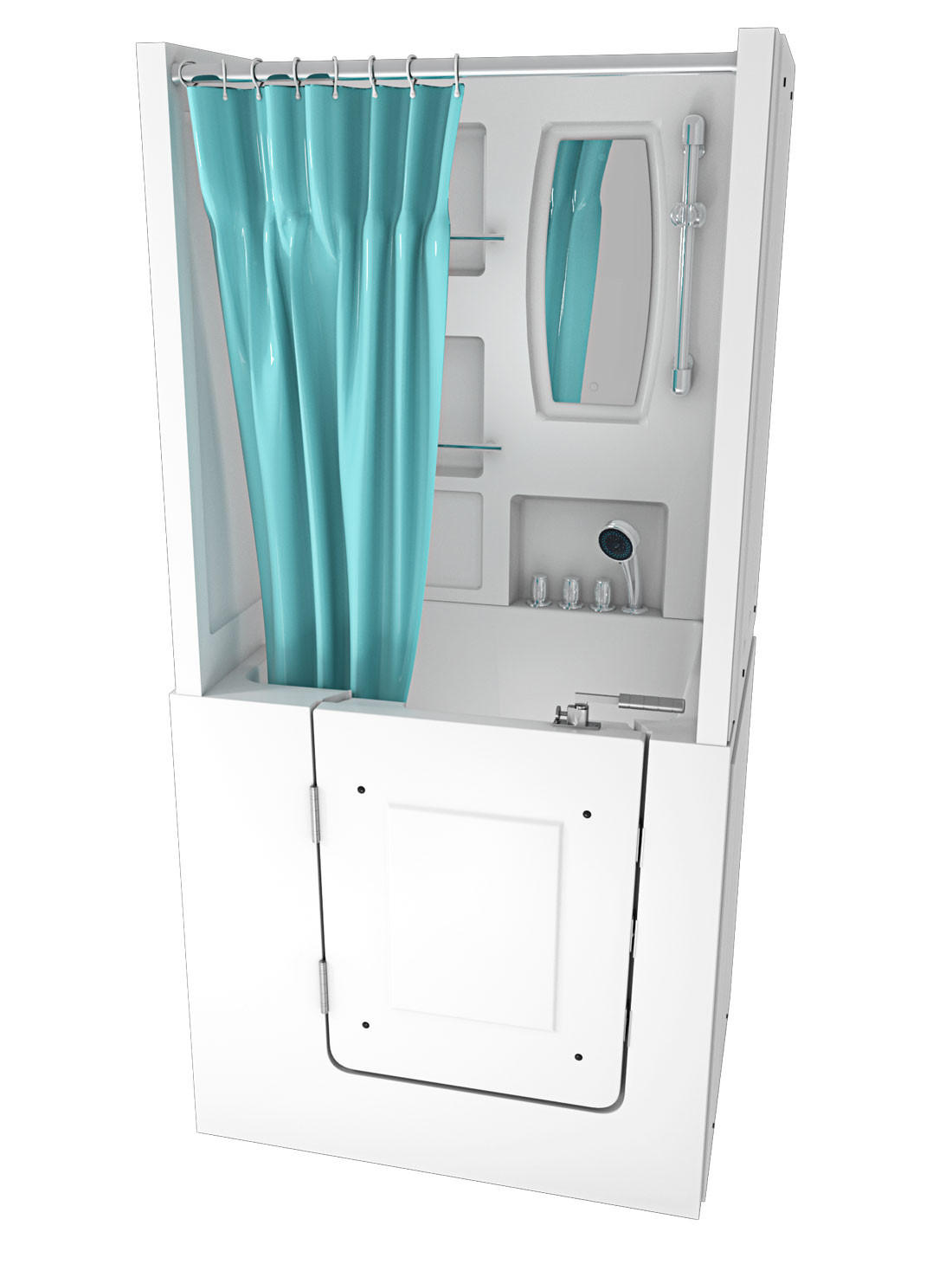 DUSCHE mit Sitzwanne und Tür S02D-TH-B-L - Weiß, Glas/Kunststoff (100/78/205cm) - AcquaVapore by Sandra Jentho