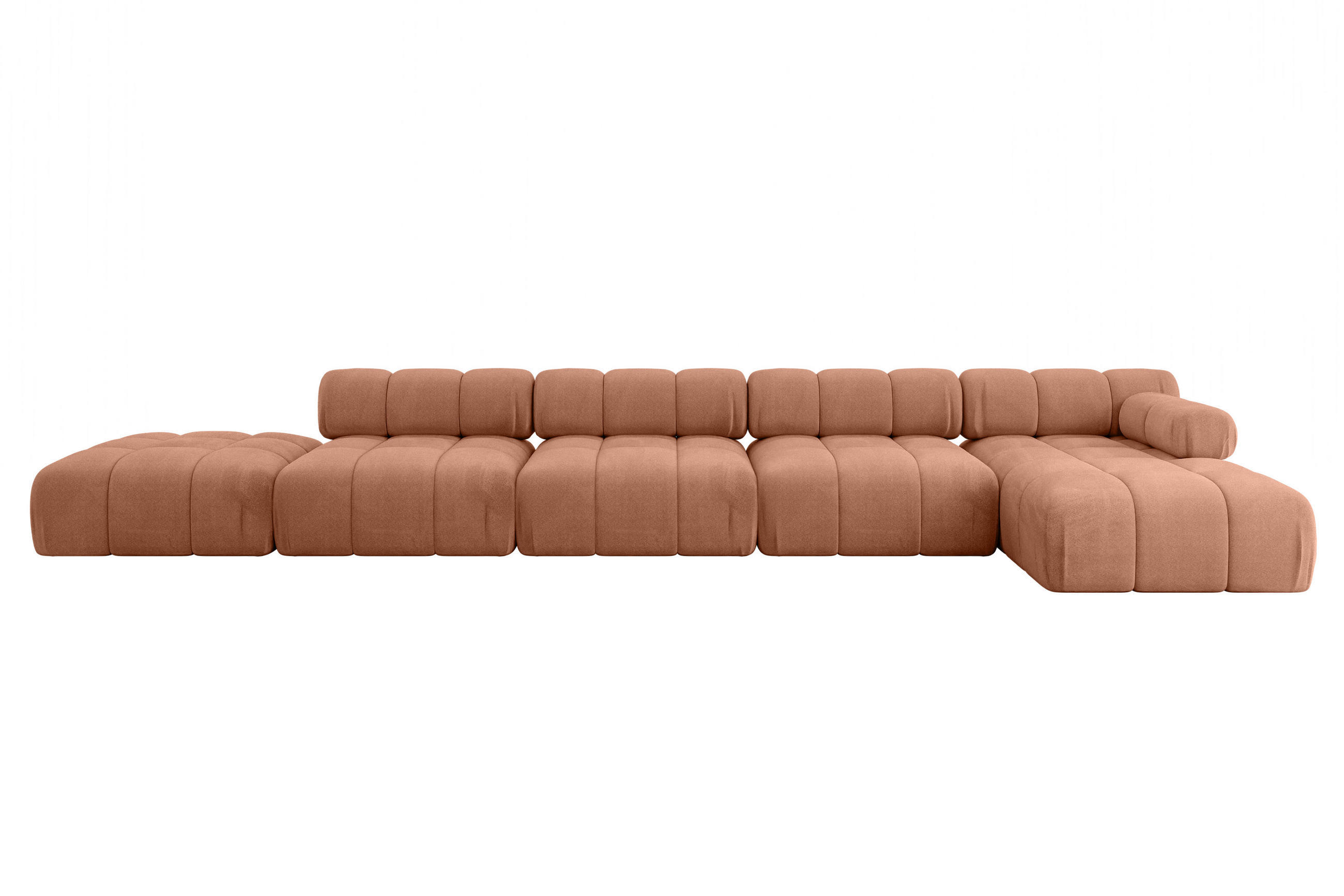 ECKSOFA modulares Sofa Lizur-L3 - 475x160x70 cm Apricot Velours - Koralle, Holzwerkstoff/Textil (475/160cm) - ALTDECOR