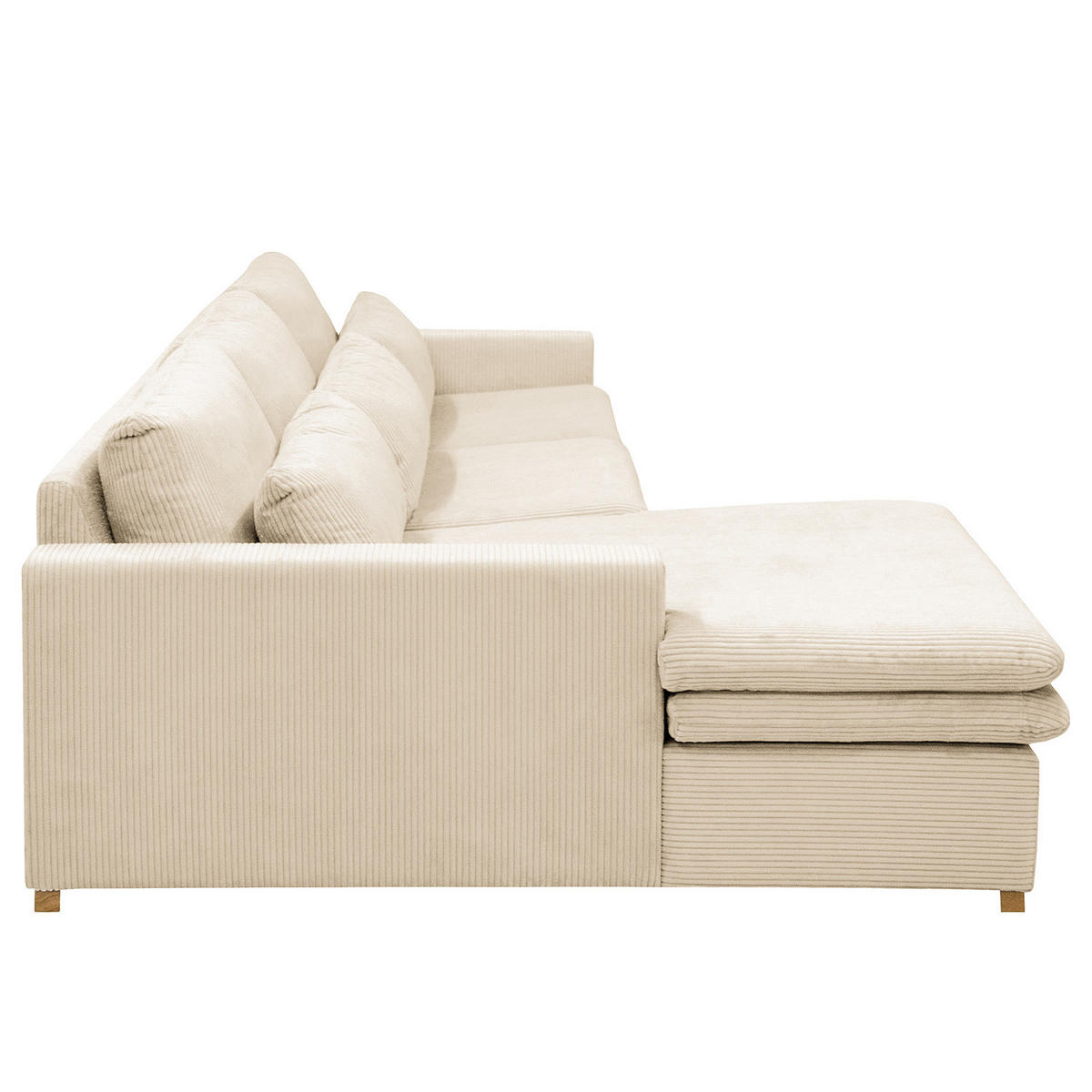ECKSOFA mit Longchair - Creme, Textil (299/164cm) - home24