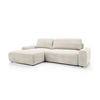 ECKSOFA OSSO Creme Velours-Stoff mit Schlaffunktion - Creme, Holz (264/162cm) - MASSENO