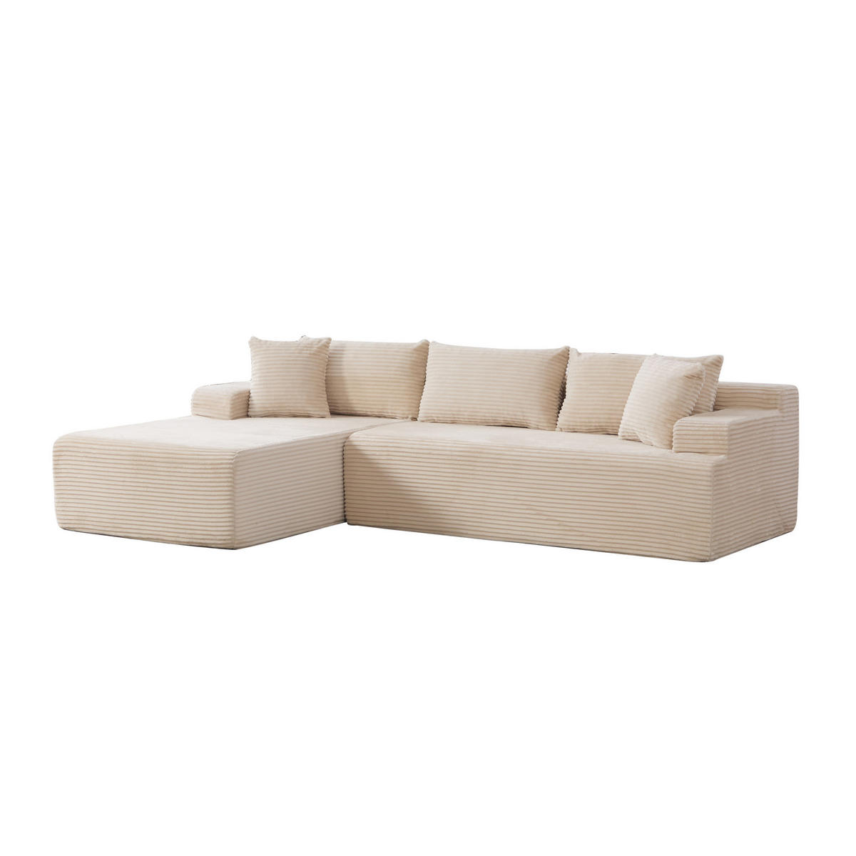 ECKSOFA 272/174/74.5 cm Beige mit 30D hochelastischem Schaumstoff und rutschfestem Boden - Beige, Textil (174/74.5/272cm) - Oxeza