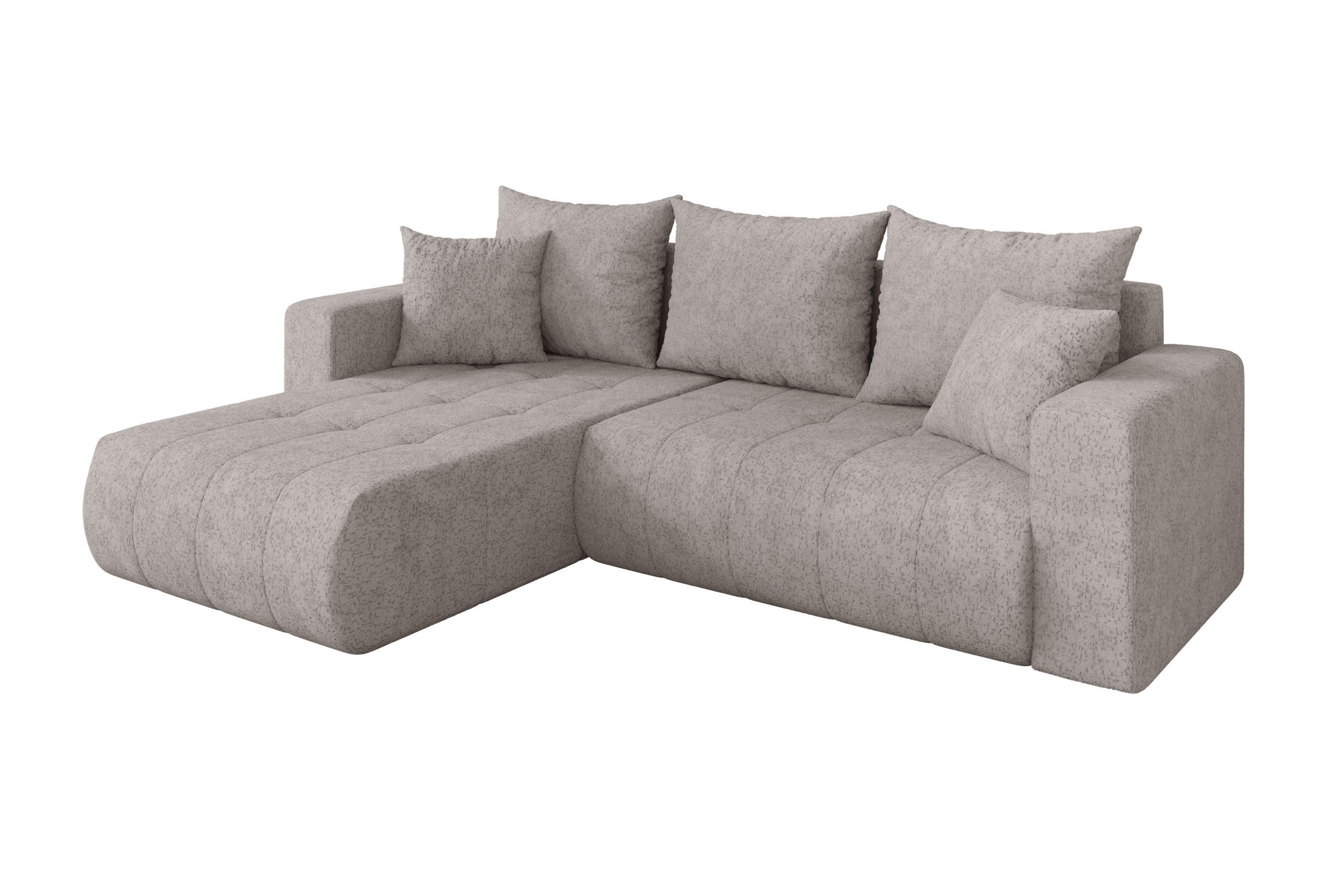 ROHOVÁ SEDAČKA s funkcí spaní, otoman vlevo MILA-L 277x194x86 světle šedá velur - černá/světle šedá, kompozitní dřevo/textil (277/194cm) - ALTDECOR