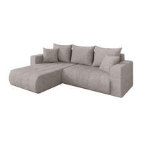 ROHOVÁ SEDAČKA s funkcí spaní, otoman vlevo MILA-L 277x194x86 světle šedá velur - černá/světle šedá, kompozitní dřevo/textil (277/194cm) - ALTDECOR