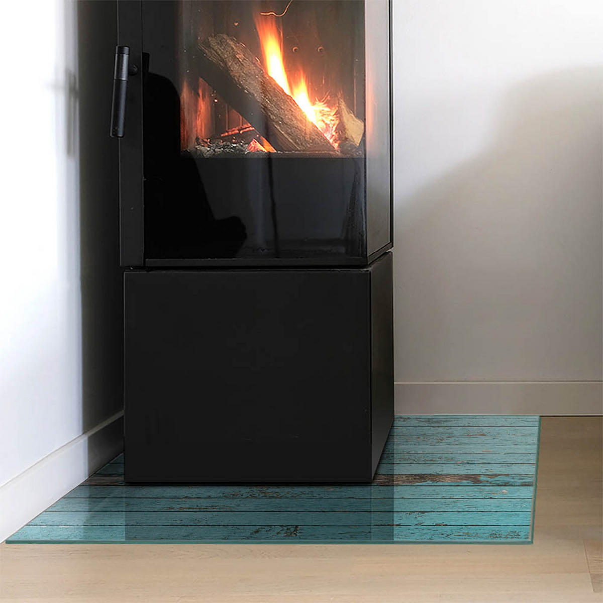 GLASPLATTE für Kamin 60x60 cm - Türkis, Glas (60/60/0.4cm) - TULUP