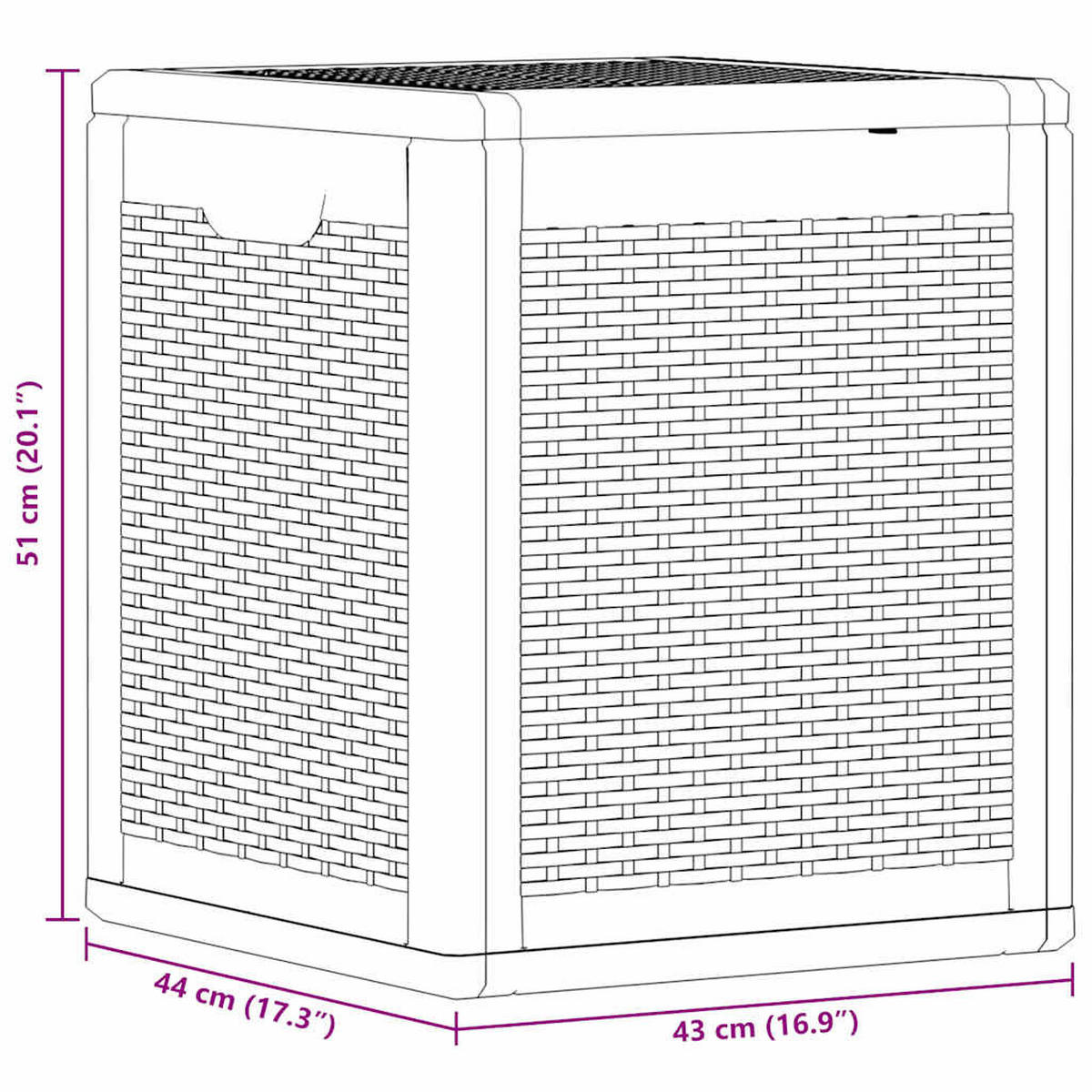 GARTENBOX Grau PP Rattan 90 L - Grau, Kunststoff (43/51/44cm) - vidaXL