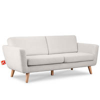 3-SITZER-SOFA TAGIO mit Armlehnen, Weiß - Braun/Weiß, Buchenholz/Textil (88/80/190cm) - KONSIMO®