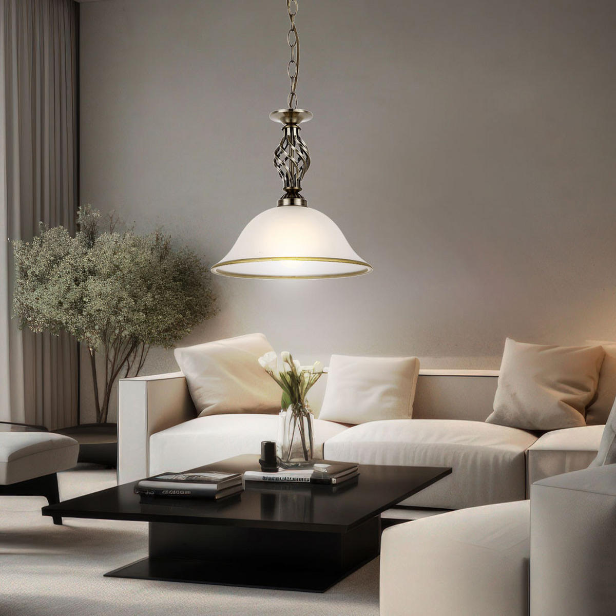 LED HÄNGELEUCHTE ODIN Messing - Messingfarben, Glas (30/30/120cm) - Globo Lighting