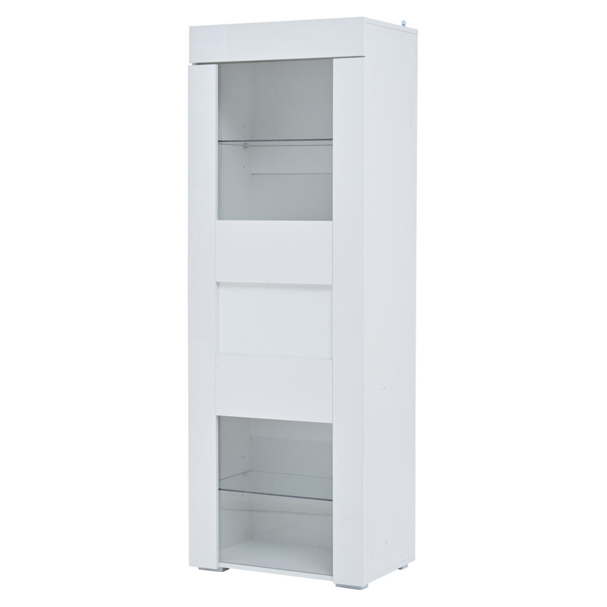VITRINE mit LED 60 x 40 x 170 cm Hochglanz Weiß - Weiß, Glas (40/170/60cm) - Beauniv