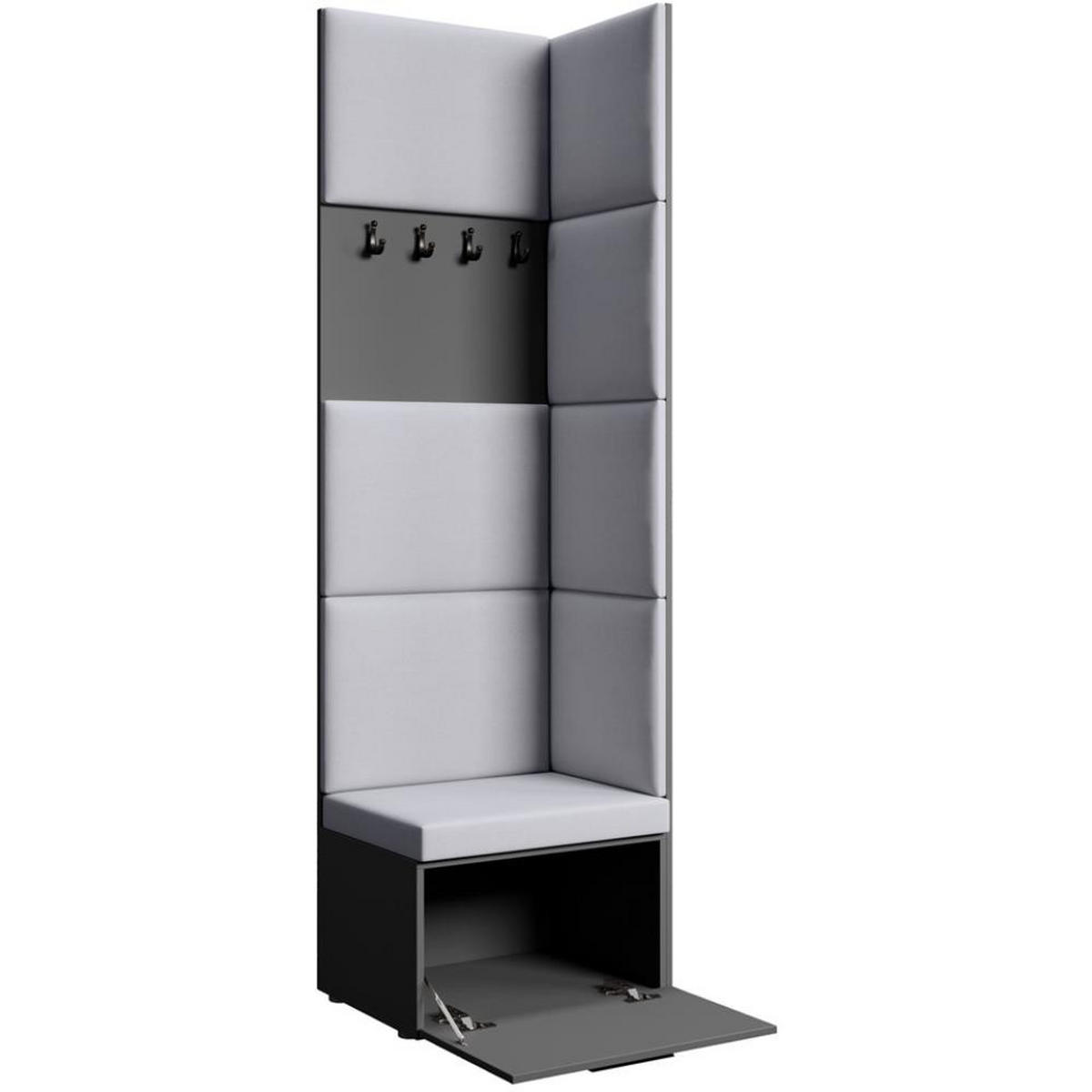 GARDEROBE Margaret V 81/203/43 mit gepolsterten Paneelen - Schwarz/Graphitfarben, Holzwerkstoff/Kunststoff (60/206.5/42cm) - Beautysofa