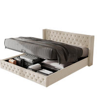 POLSTERBETT aus Samt 180x200 cm Beige mit Bettkasten, Chesterfield-Steppung und Lattenrost - Beige, Textil (180/200cm) - IVMEU