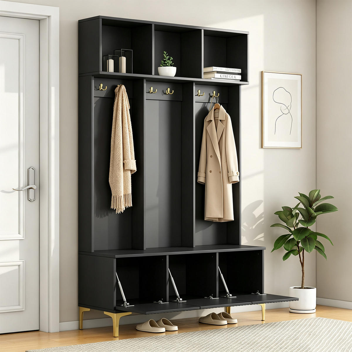 SESSEL in Taupe - Schwarz, Holzwerkstoff (40/191/120cm) - Meubles Cosy