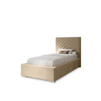 POLSTERBETT Aura 100x200 cm, Einzelbett mit Bettkasten und Lattenrost aus Holz, Velourstoff: Creme - Creme, Holz/Kunststoff (100/200cm) - Marpur