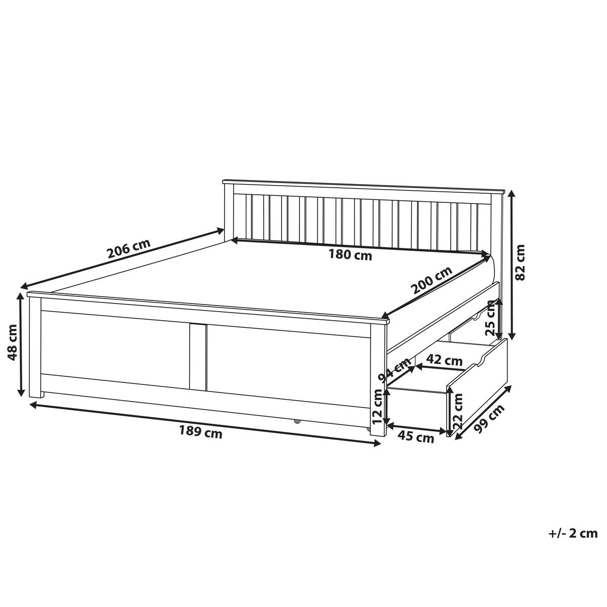 BETT mit Schubladen 180x200 cm Weiß Olendon - Weiß, Holz (180/200cm) - Beliani
