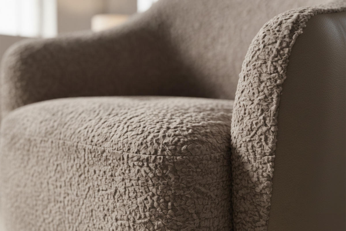 DREHSESSEL BRITTO Taupe Kunstleder, Bouclé Drehbar (360°) - Taupe/Schwarz, Textil/Metall (81/85/83cm) - KAWOLA