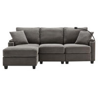 SOFA Modernes 3-Sitzer mit Stoffbezug, Grau – Komfortabel, stilvoll, langlebig, 220 x 90 x 85 cm - Grau, Holzwerkstoff/Textil (213.5/139cm) - Urban Meuble