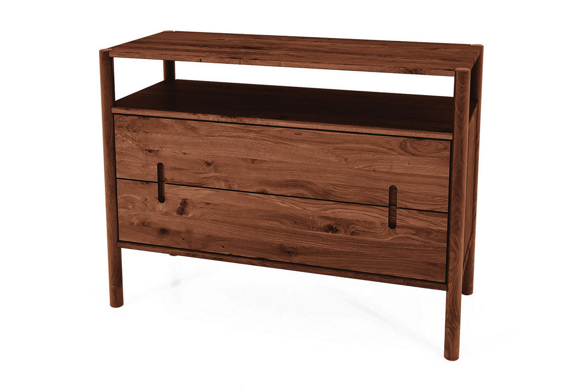 KOMMODE INA Wildeiche - Dunkelbraun, Holz (108/84/46cm) - byoak