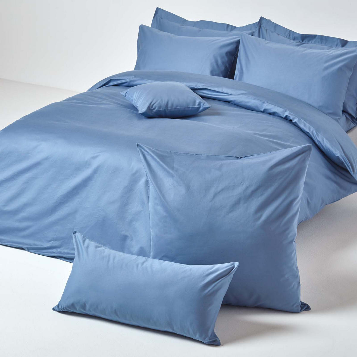 KISSENBEZUG Premium, Ägyptische Baumwolle, Fadendichte 1000 - Blau, Textil (40/80cm) - Homescapes
