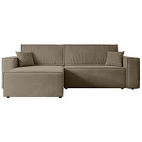 ECKSOFA mit Schlaffunktion und Bettkasten CELTIC-XL - 277x143x83 cm Braun Velours - Schwarz/Braun, Holzwerkstoff/Kunststoff (277/143cm) - ALTDECOR