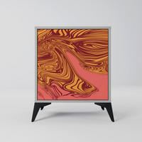 SIDEBOARD FLOATING THOUGHTS, Grau, 57,5x42x70,5 cm, Schwarze Metall-Sternfüße - Multicolor/Schwarz, Holzwerkstoff/Metall (57.5/70.5/42cm) - SpaceRebels