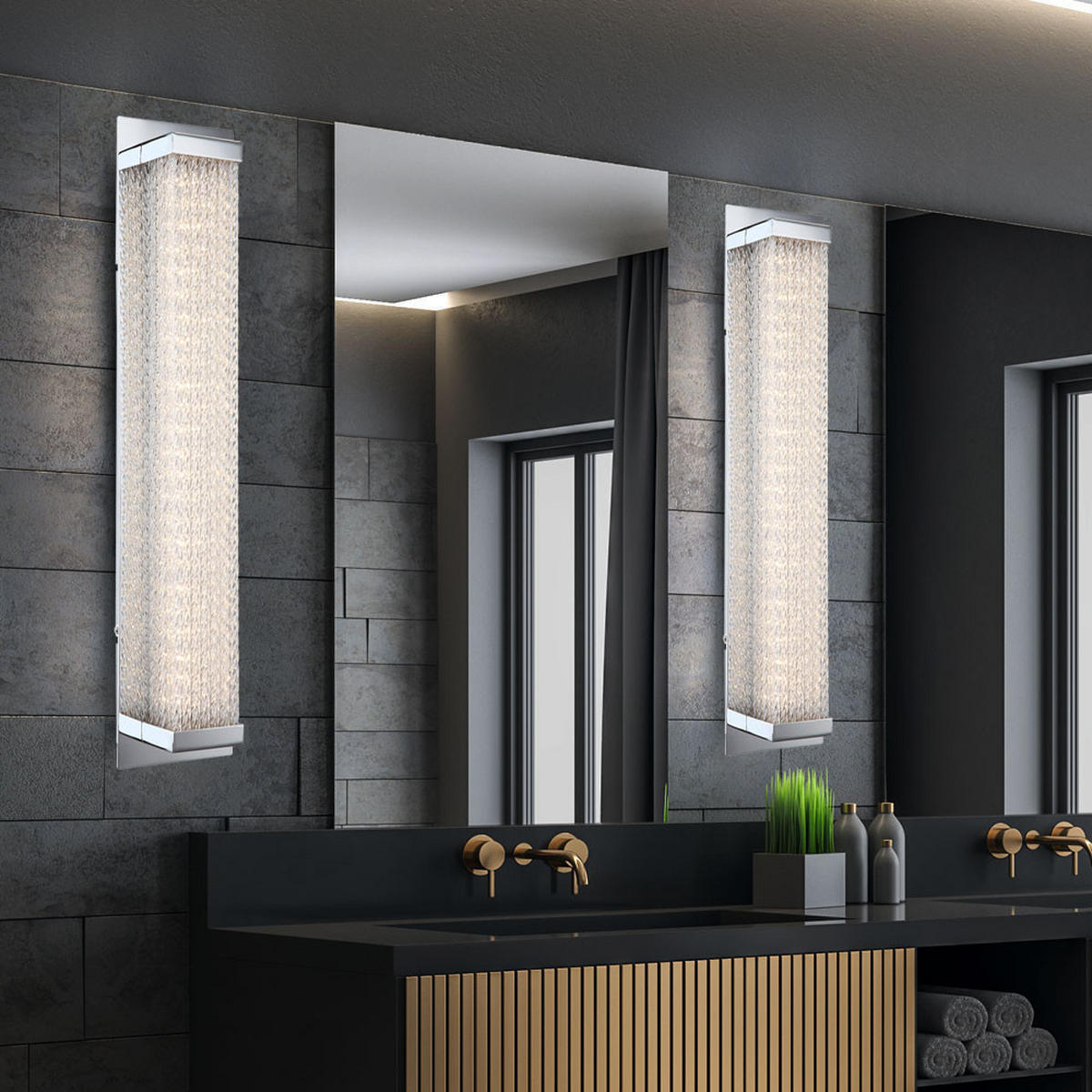 LED WANDLEUCHTE Adriana Chrom Silber - Silberfarben, Glas (10/47.5/8.1cm) - Globo Lighting