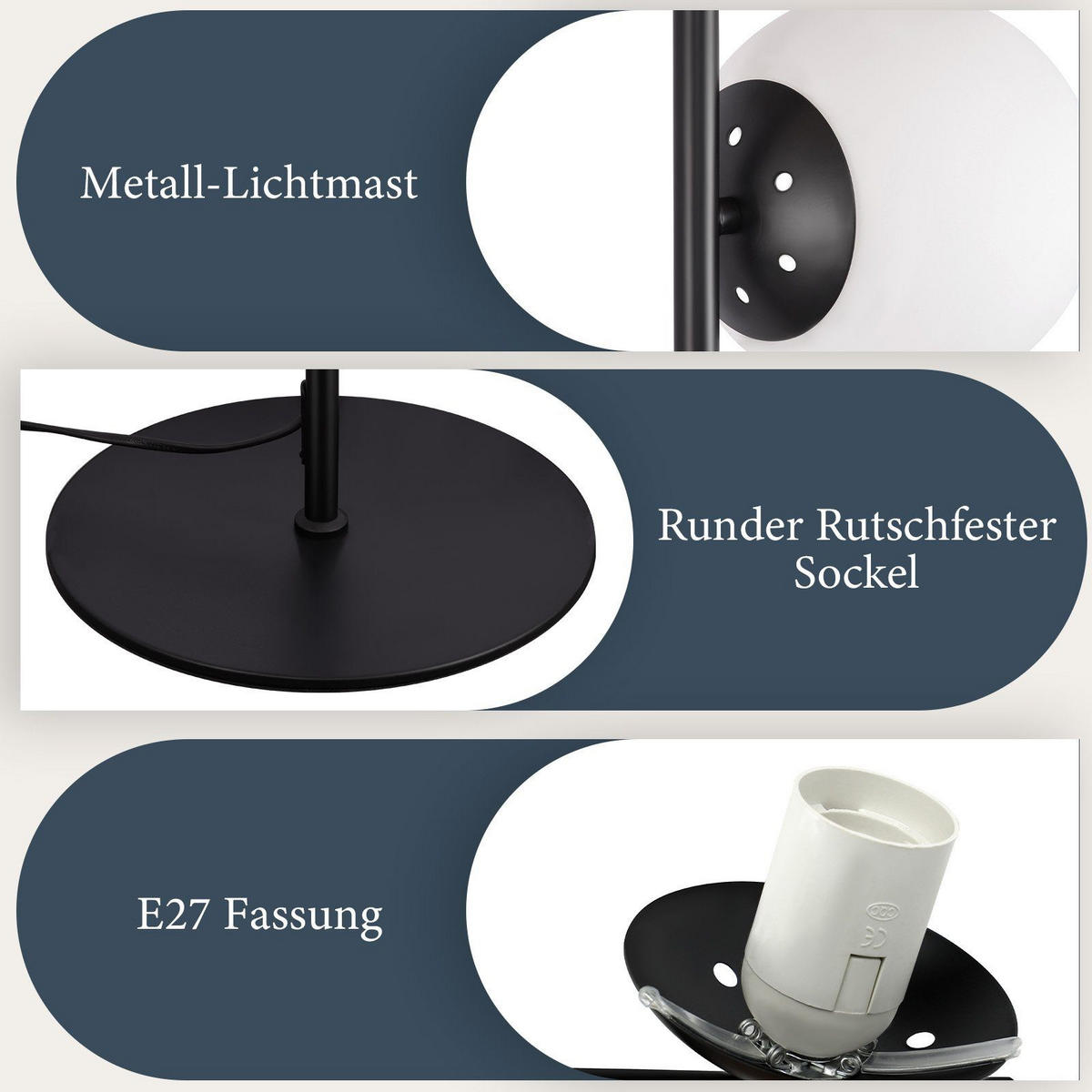 STEHLEUCHTE Dresden 25/14/150 cm - Weiß, Metall (25/20/143cm) - Nettlife