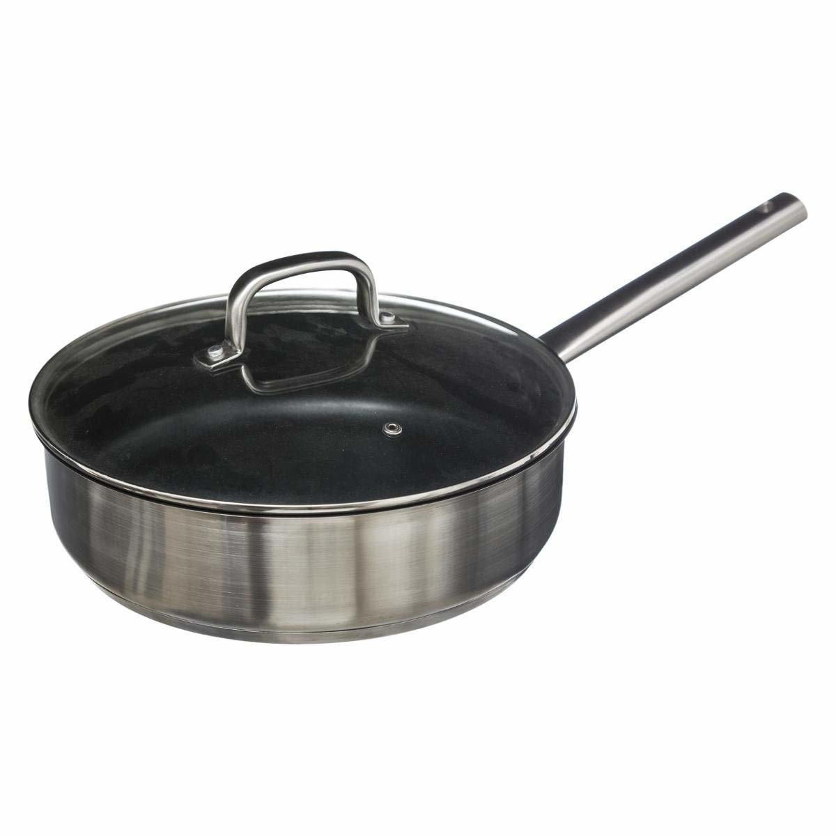 EDELSTAHLPFANNE mit Deckel 29,5/29,5/7 cm - Silberfarben, Metall (29.5cm) - Secret de Gourmet
