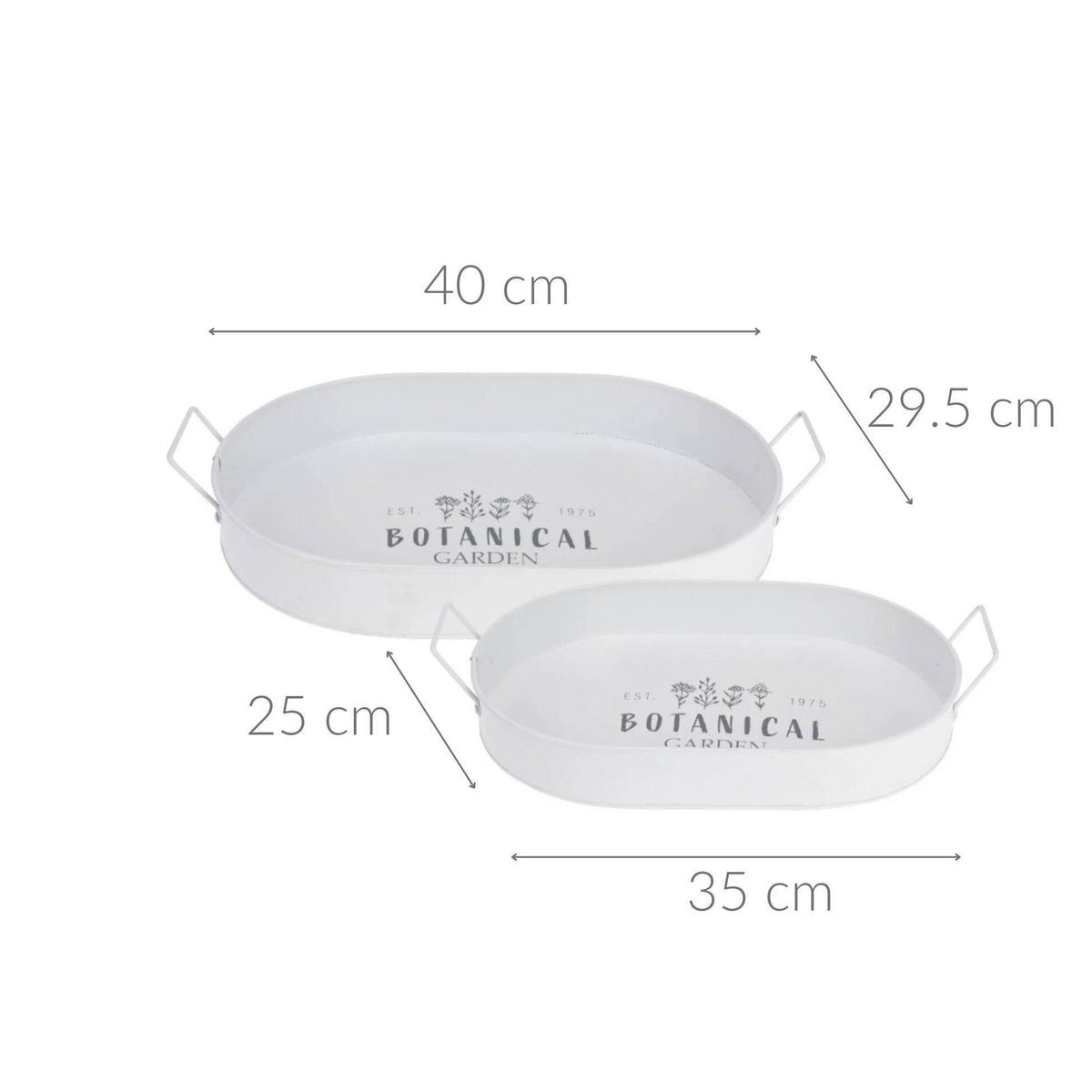 SERVIERTABLETT Botanical 2er-Set - Weiß, Metall (29/5.5/40cm)