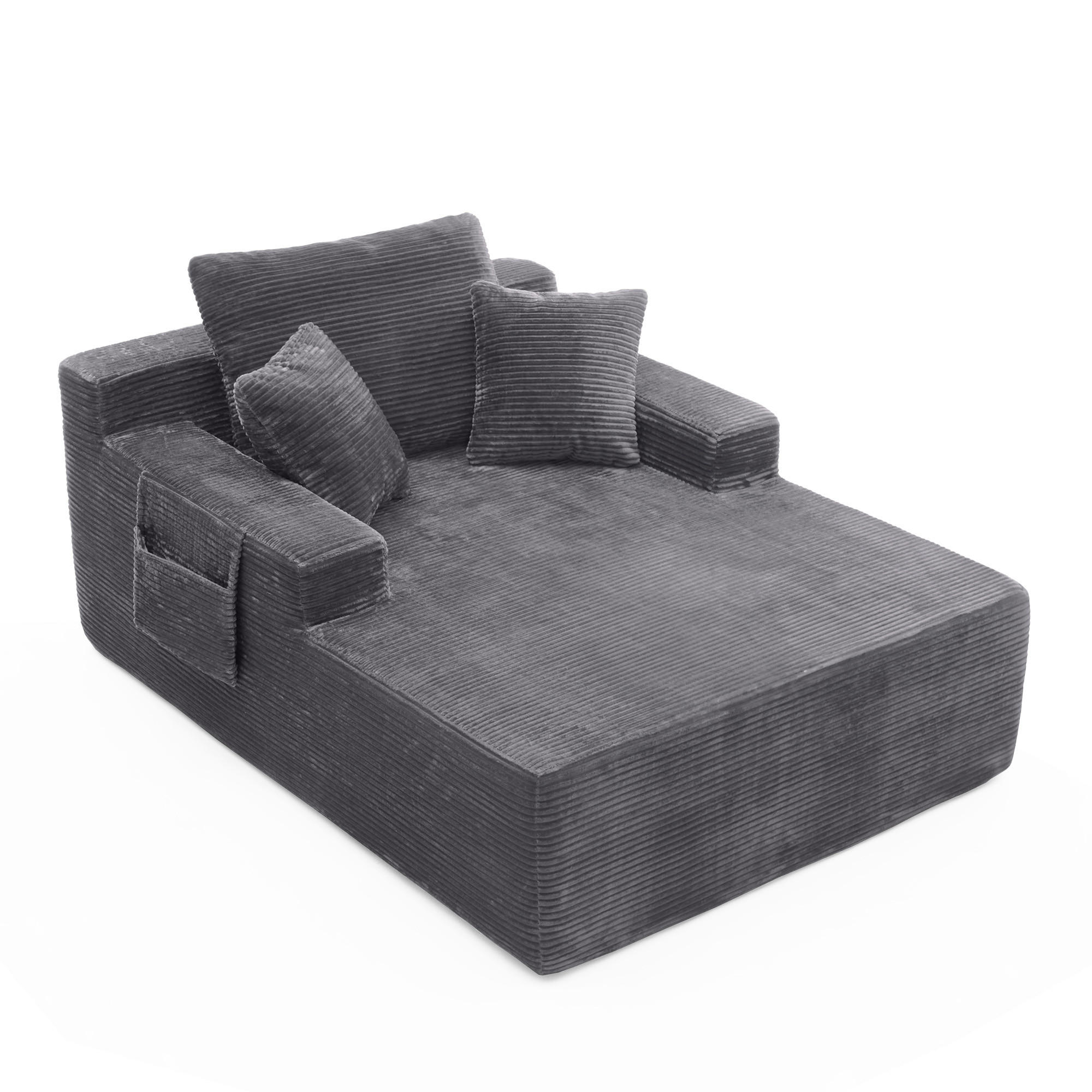 SCHLAFSOFA DE-34580 mit Seitentaschen Dunkelgrau - Dunkelgrau, Textil (70/150/110cm) - ComfortXL