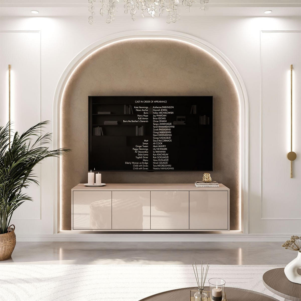 TV-SCHRANK SANAYI Kaschmir Hochglanz – hängend - Kaschmir, Holzwerkstoff (156/42/38cm) - Lookway