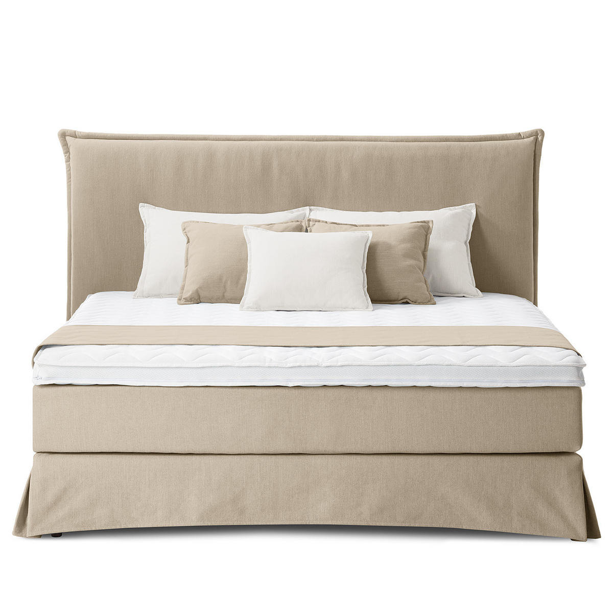BOXSPRINGBETT mit Husse - Beige, Textil (180/200cm) - home24