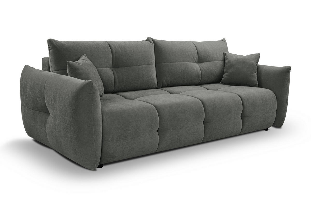 BETTSOFA MODA Grau Chenille-Stoff mit Schlaffunktion - Grau, Holz (245/86/110cm) - MASSENO
