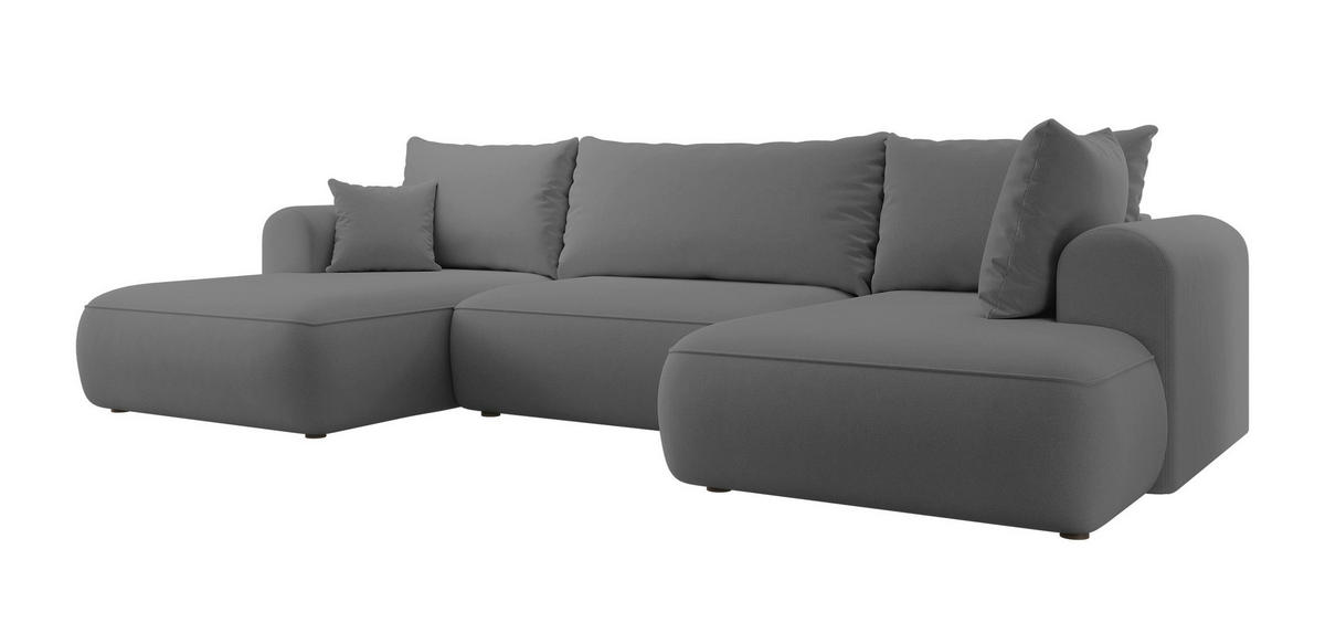 WOHNLANDSCHAFT Ovo Dunkelgrau Velours - Dunkelgrau/Schwarz, Textil (380/95/167cm) - Selsey