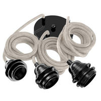 PENDELLEUCHTE Hang 3 Flammig Retro - Beige/Schwarz, Naturmaterialien (250/1/250cm) - HOOPZI