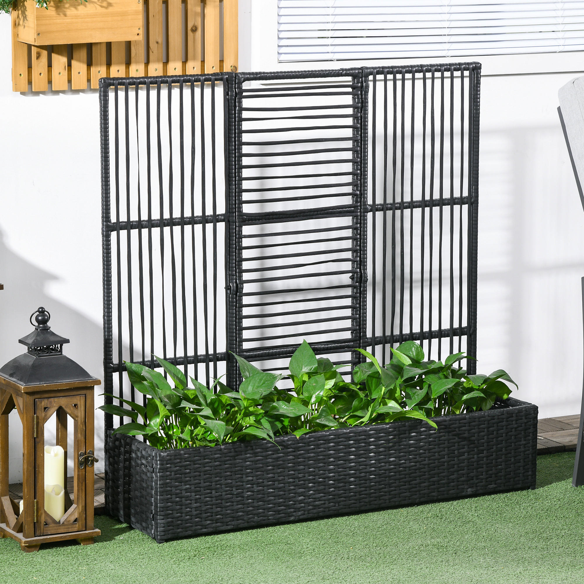 POLYRATTAN Hochbee, Schwarz - Schwarz, Metall (103/29/103cm) - Outsunny