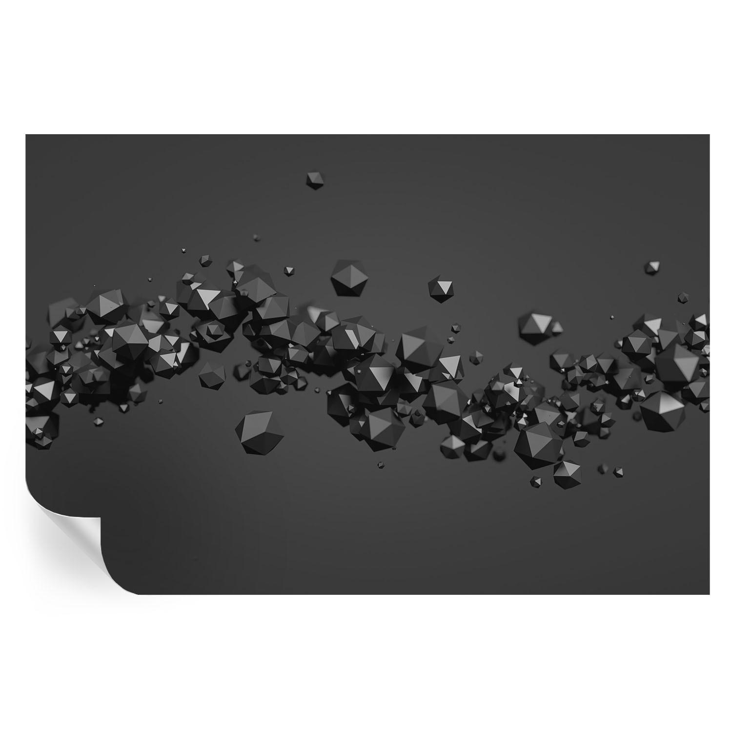 FOTOTAPETE 104x70 cm - Schwarze Klumpen - Weiß, Textil (104/70cm) - Wallfluent