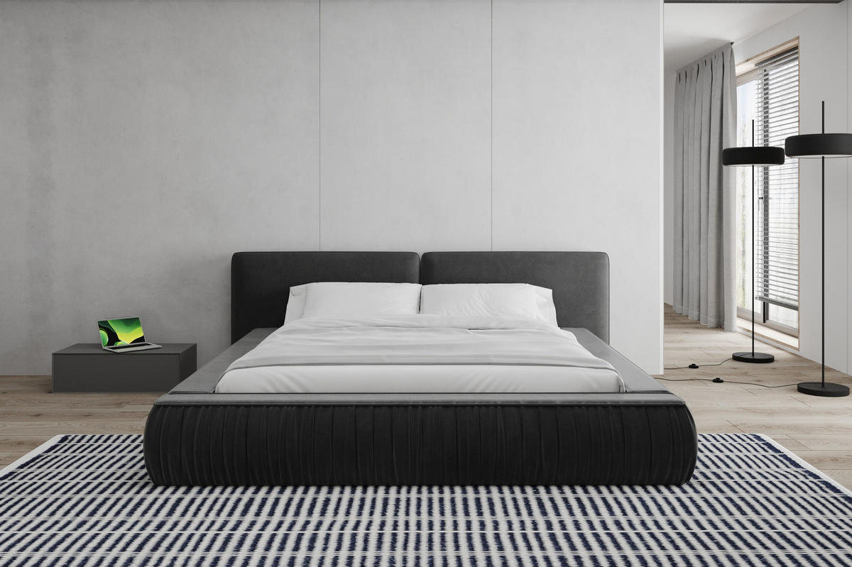 POLSTERBETT - Bett 08 - 180x200 - Schwarz (Riviera 100) - Schwarz, Holzwerkstoff (180/200cm) - Möblo