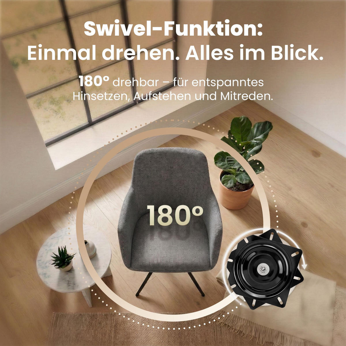 ARMLEHNENSTUHL Stoff Grau - Schwarz/Grau, Textil/Metall (56/81/62cm) - CLP