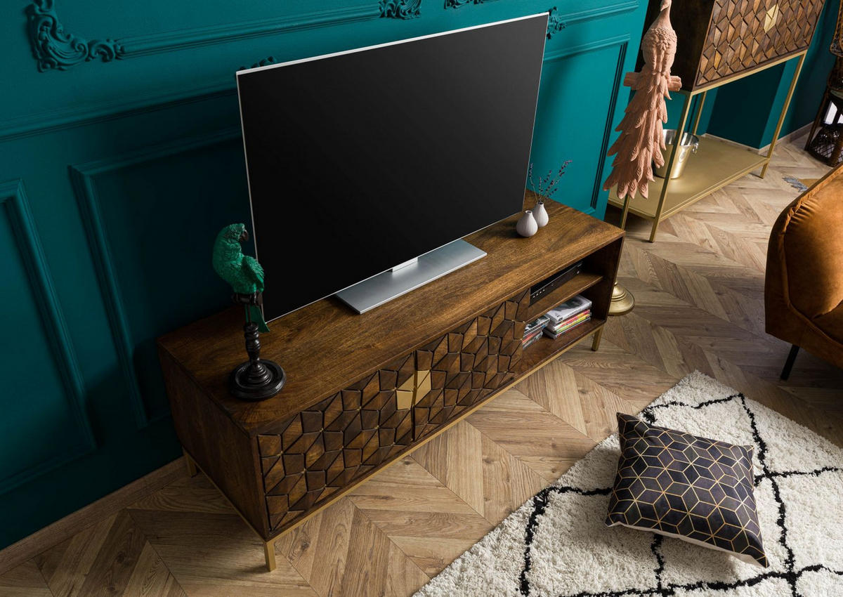TV-BOARD Mango 145x45x50 braun geölt DIAMOND #206 - Braun, Holz (145/50/45cm) - Massivmoebel24
