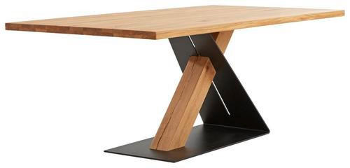 ESSTISCH Eiche massiv rechteckig Schwarz, Eichefarben  - Eichefarben/Schwarz, Natur, Holz (200/100/75cm) - Linea Natura