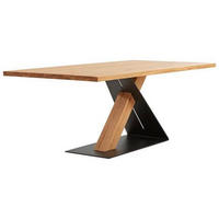 ESSTISCH Eiche massiv rechteckig Schwarz, Eichefarben  - Eichefarben/Schwarz, Natur, Holz (200/100/75cm) - Linea Natura