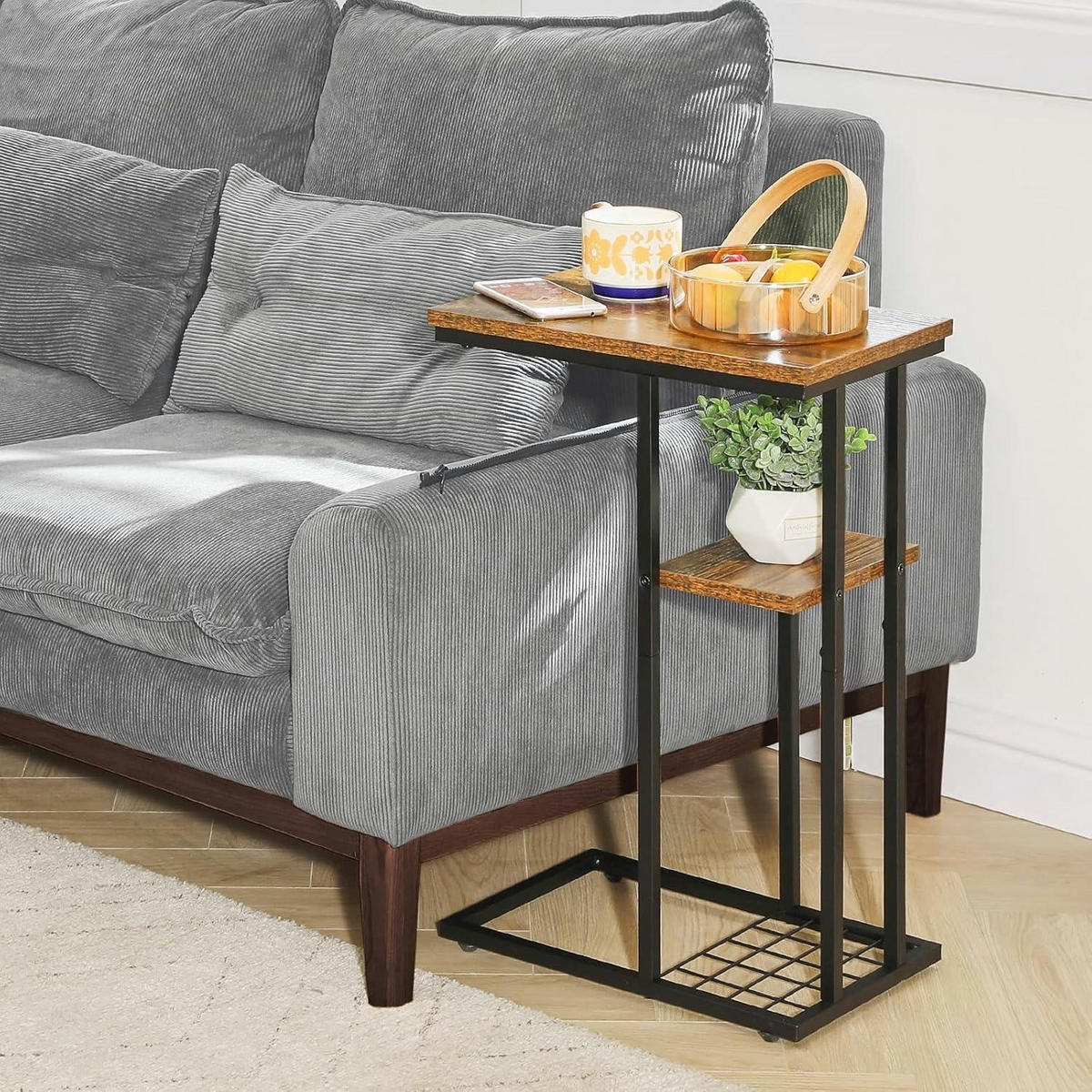 BEISTELLTISCH 2er-Set mit Lagerregal 40 x 26 x 61.5 cm - Multicolor, Metall (40/26/61.5cm)