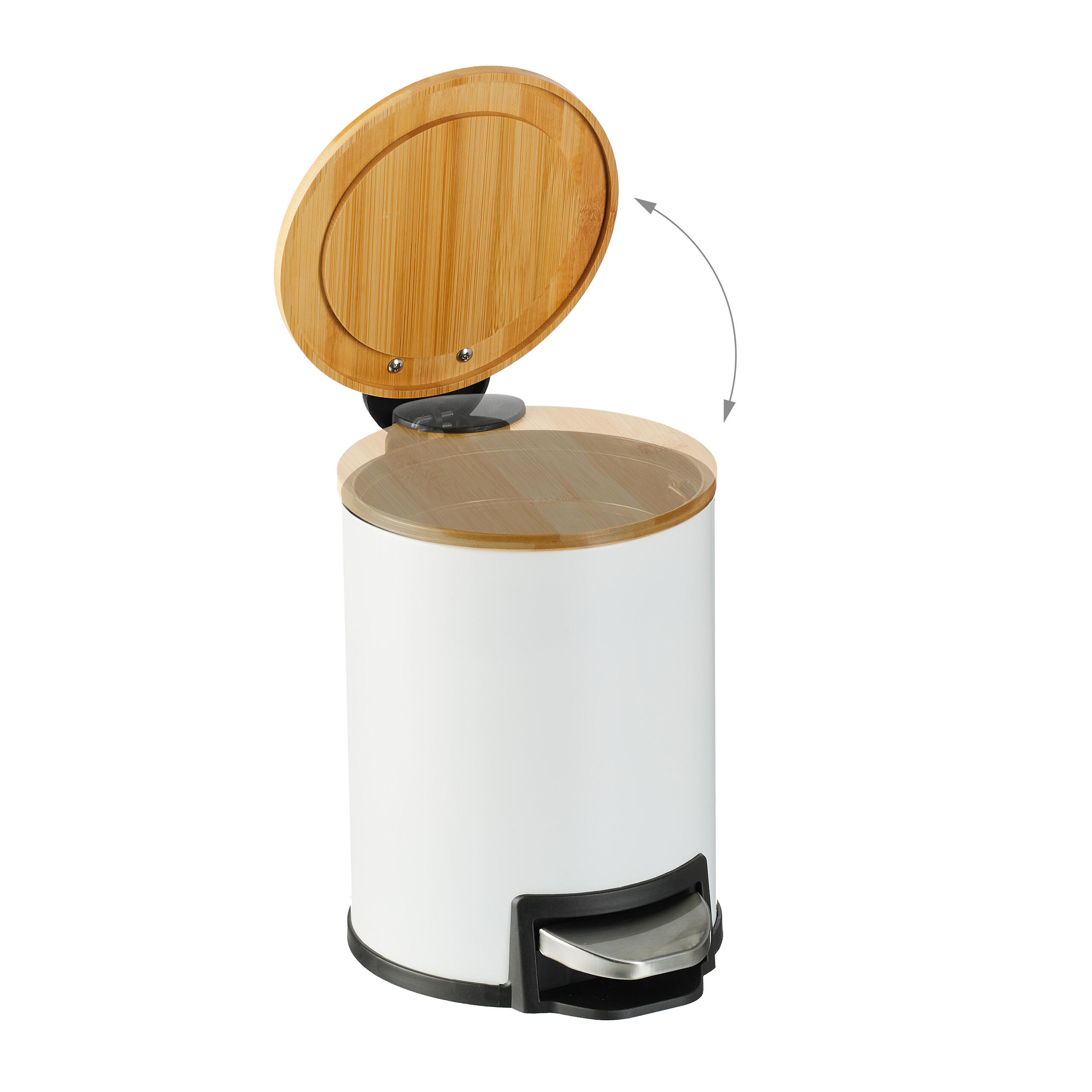BAD-MÜLLEIMER - Weiß, Holz/Kunststoff (17/22.5/23cm) - Relaxdays